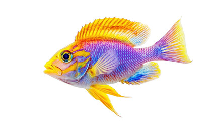 Fototapeta premium Vibrant colorful tropical fish aquatic life underwater scene sea fin eye on transparent background