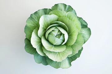Fresh, vibrant head of cabbage.  Detailed leaves,  close-up view