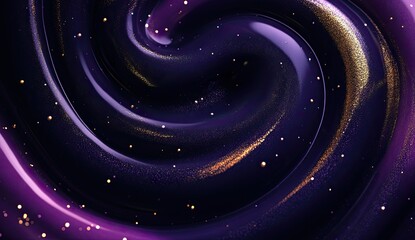 Obraz premium Abstract swirl of purple and gold, with glitter. Details Intricate, spiral, fluid design, dark, vibrant colors