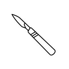 Obraz premium Surgical scalpel Simple Vector Outline in minimalistic black and white design