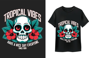 Skull illustration in vintage style for t-shirt design

