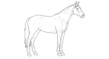 Obraz premium Line drawing horse side view