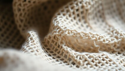close up of a white knitted cloth