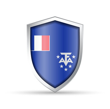 French Southern Territories Flag Glossy Shield Icon
