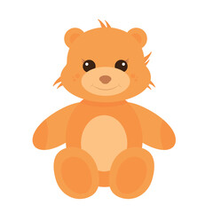 teddy bear on white background, yellow,  soft baby toys, cartoon animals, childhood, brown, funny animals, 