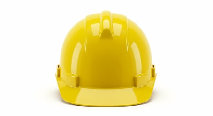 Fototapeta premium Bright Yellow Hard Hat: Safety First, Construction, Engineering, and Industrial Protection Headgear. High quality professional stock photo suitable for commercial use.