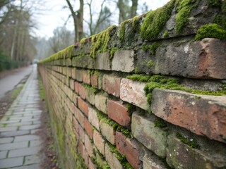 mossy old brick wall