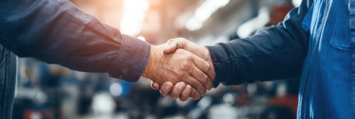 Customer Engages With Technician in Handshake at Service Location During Daytime Generative AI