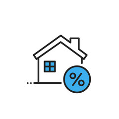 House with percentage icon, mortgage rate or property discount symbol