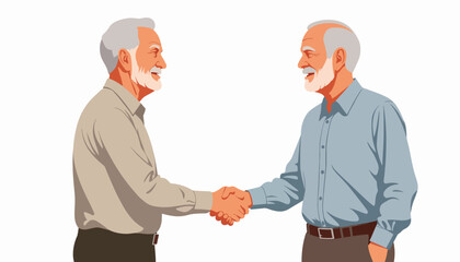 Fototapeta premium Elderly men shaking hands, gesture of respect and friendship