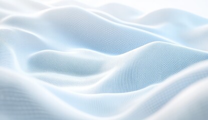 Soft, flowing, light blue fabric texture.  Abstract,  3D rendered,  smooth,  wave-like surface