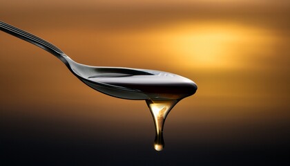 Fototapeta premium a spoon with a liquid dripping from it