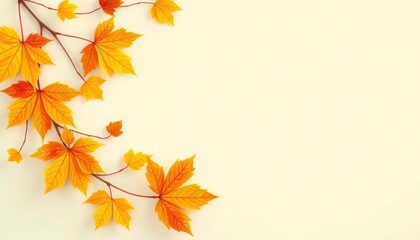 Fototapeta premium Autumnal splendor: Maple leaf arrangement on a light background display