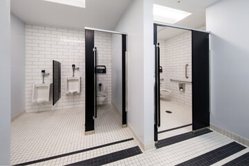 White commercial men's bathroom