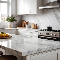 Modern Kitchen Island with Marble Countertop