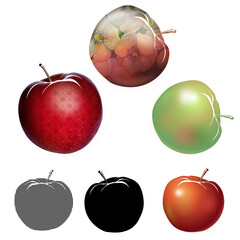 Set of decorative apples in various colors