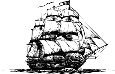 pirate ship icon illustration, pirate ship silhouette logo svg vector
