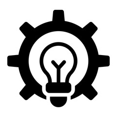 gear and bulb glyph icon for stem innovation concept © andinur