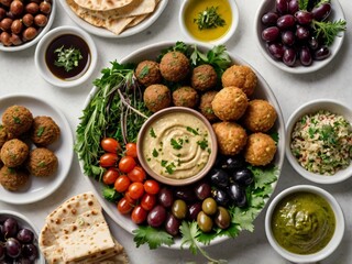 Gourmet Food on White Background – Minimalist Top View Styling