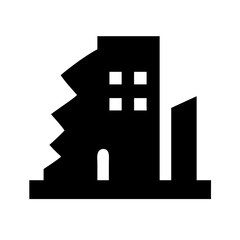 Icon of a damaged building to signify destruction or disrepair