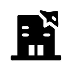 Icon of a damaged building to signify destruction or disrepair