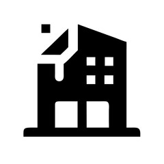 Icon of a damaged building to signify destruction or disrepair