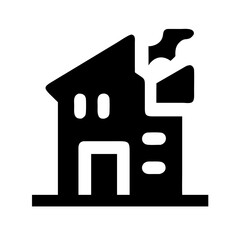 Icon of a damaged building to signify destruction or disrepair