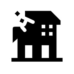 Icon of a damaged building to signify destruction or disrepair