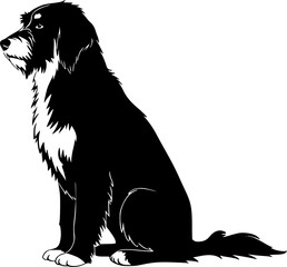 Standing Saint Bernard Dog, Saint Bernard Dog monochrome clip art. Vector illustration
