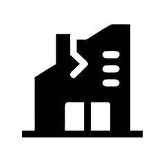 Icon of a damaged building to signify destruction or disrepair
