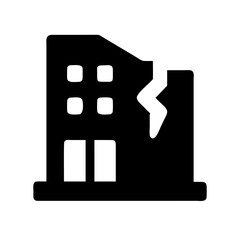 Icon of a damaged building to signify destruction or disrepair
