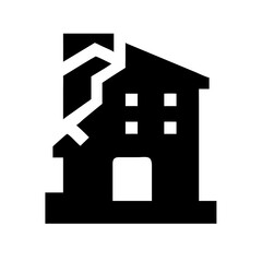 Icon of a damaged building to signify destruction or disrepair