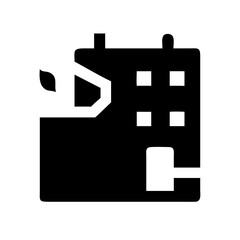 Icon of a damaged building to signify destruction or disrepair