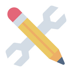 gear and pencil flat icon for engineering tool stem subject