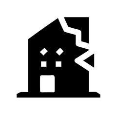 Icon of a damaged building to signify destruction or disrepair