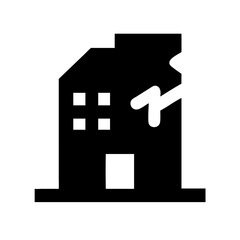 Icon of a damaged building to signify destruction or disrepair
