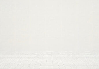 Empty White Studio Room with Tiled Floor Background perfect for product display, presentations, and virtual stages
