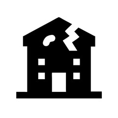 Icon of a damaged building to signify destruction or disrepair