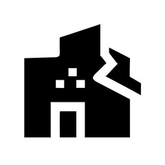 Icon of a damaged building to signify destruction or disrepair