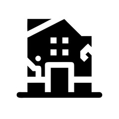 Icon of a damaged building to signify destruction or disrepair