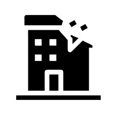 Icon of a damaged building to signify destruction or disrepair
