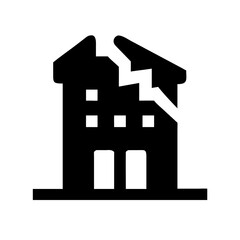 Icon of a damaged building to signify destruction or disrepair