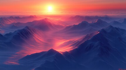 Sunrise over majestic mountains