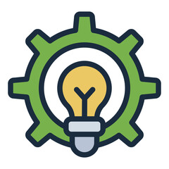 gear and bulb filled line icon for stem innovation concept © andinur