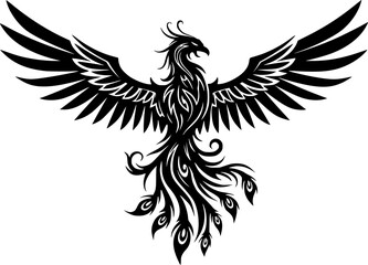 phoenix bird icon illustration, phoenix bird silhouette logo svg vector
