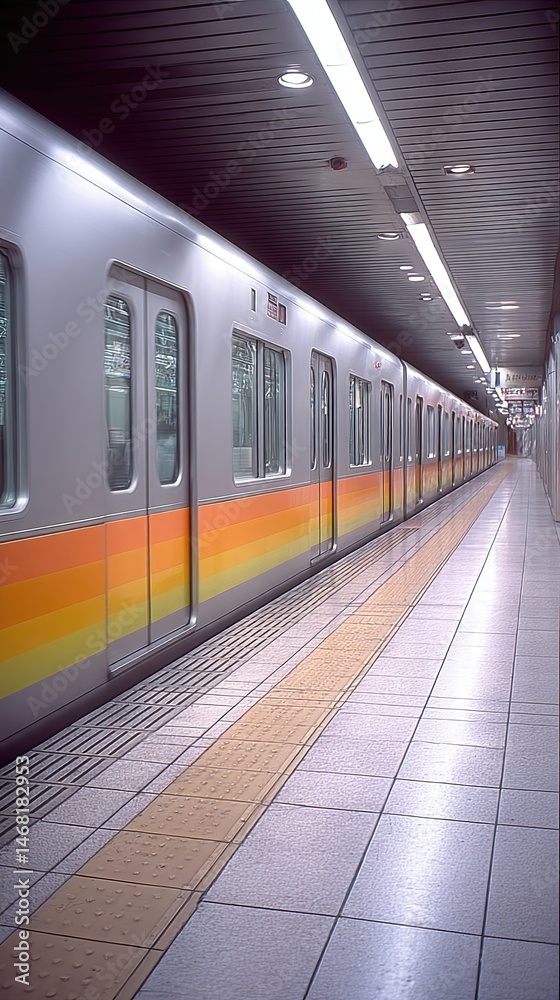 Poster dynamic motion blur captures tokyo subway in an artistic light