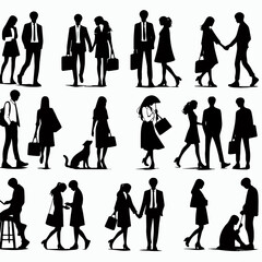 silhouette vector illustration of a couple of people