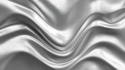 Shimmering silver fabric with flowing, wave-like textures.