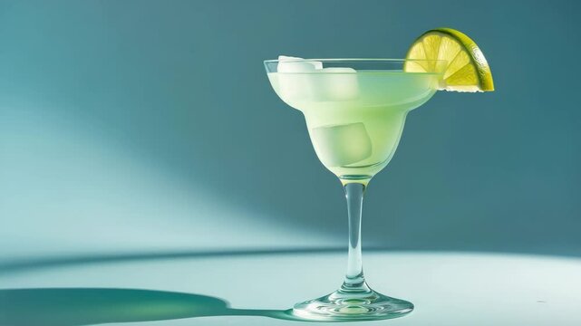 Margarita or Daiquiri drink in a glass with lime behind, featuring available copy space.