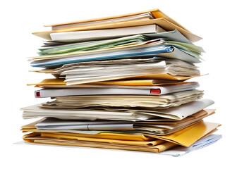 stack of office files isolated on white background